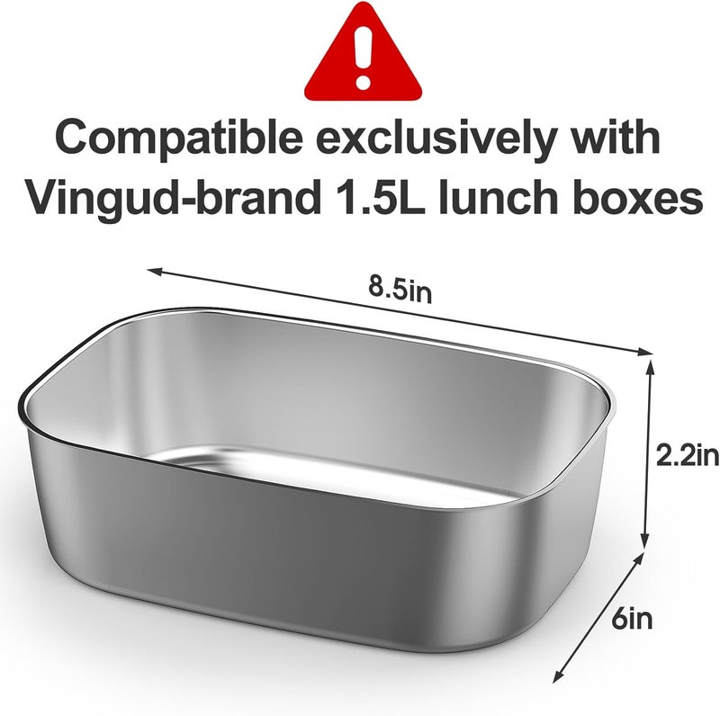 Vingud 1.5L Replacement Stainless Steel Container Electric Lunch Box (Model: DFH-001), Food Container, Eco Safe & Healthy, Dishwasher Safe - Image 4